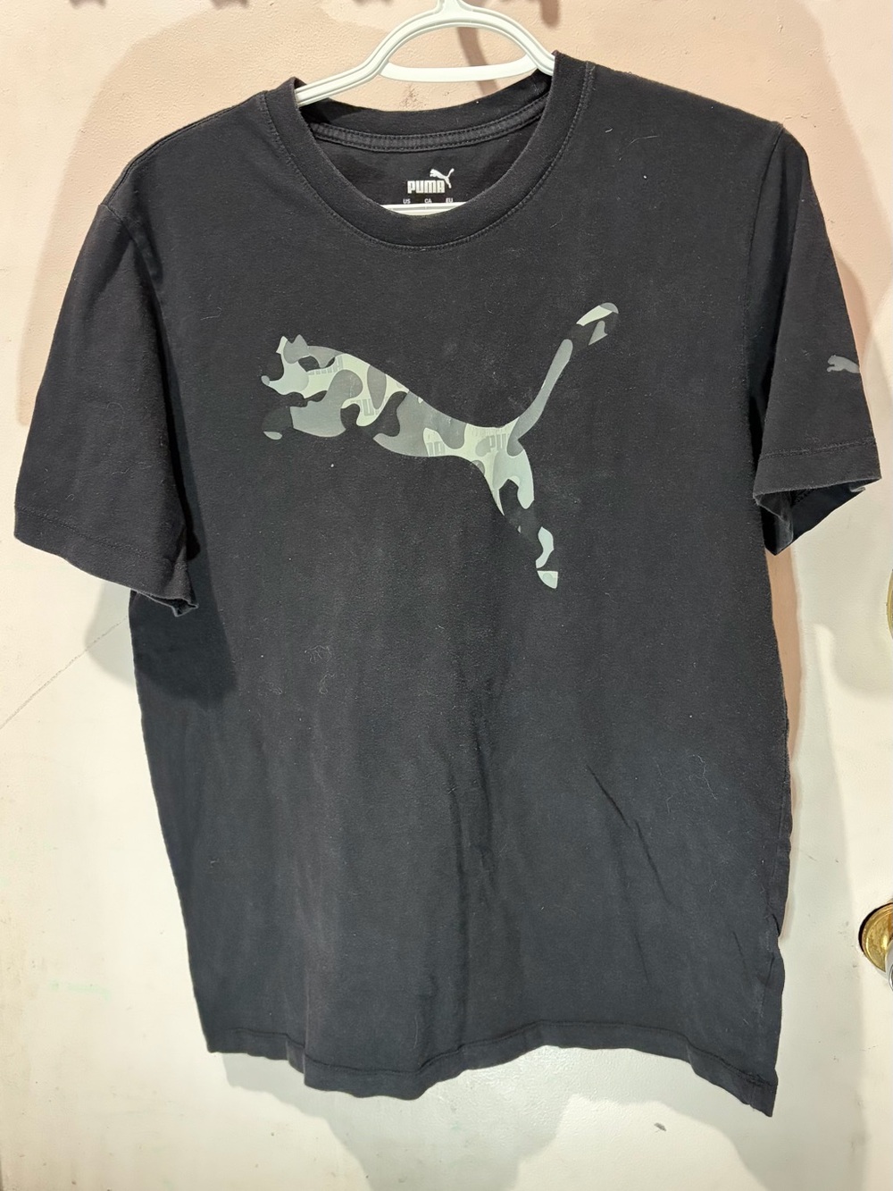 Puma Black Tee with White Logo Print